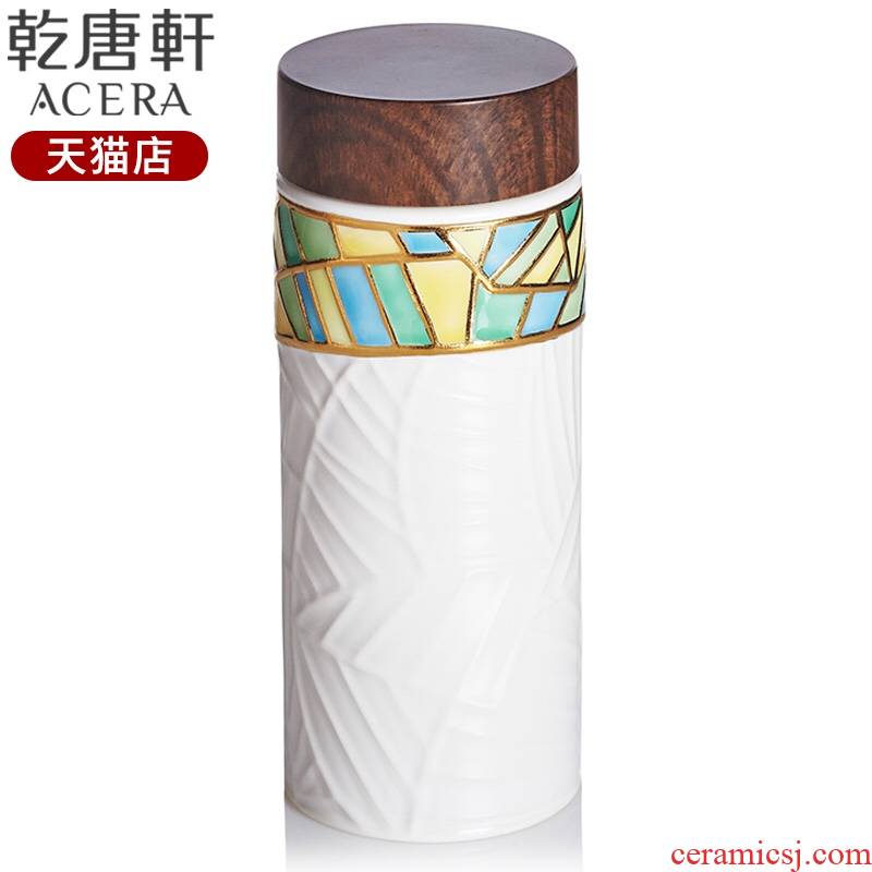 Do Tang Xuan porcelain he portable cup gold creative with cover portable ceramic water cup fashion lovers