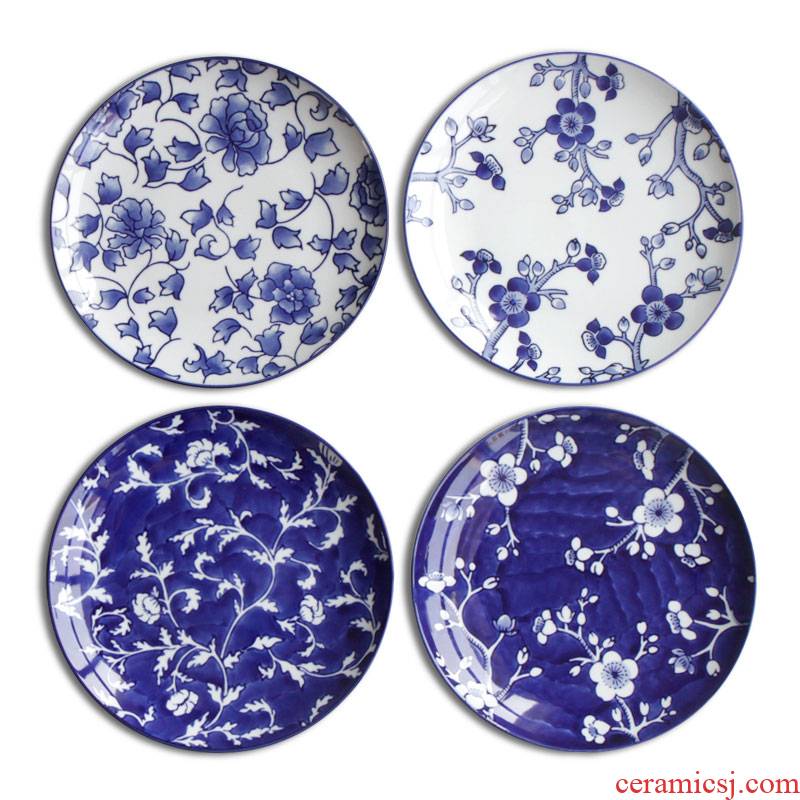 Jingdezhen blue and white porcelain ceramic plate wall act the role ofing home sitting room adornment ceramic disk circular plate