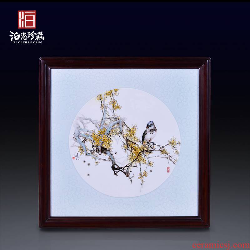 Jingdezhen ceramics hand - made wall decoration painting of flowers and new Chinese style household background porcelain plate painting the sitting room wall hanging furnishing articles