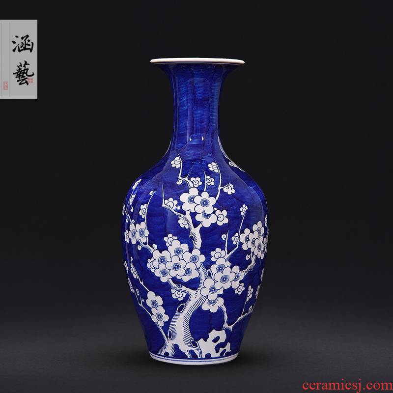 New Chinese style of jingdezhen blue and white mei expressions using wufu ceramics vase sitting room porch place flower decoration