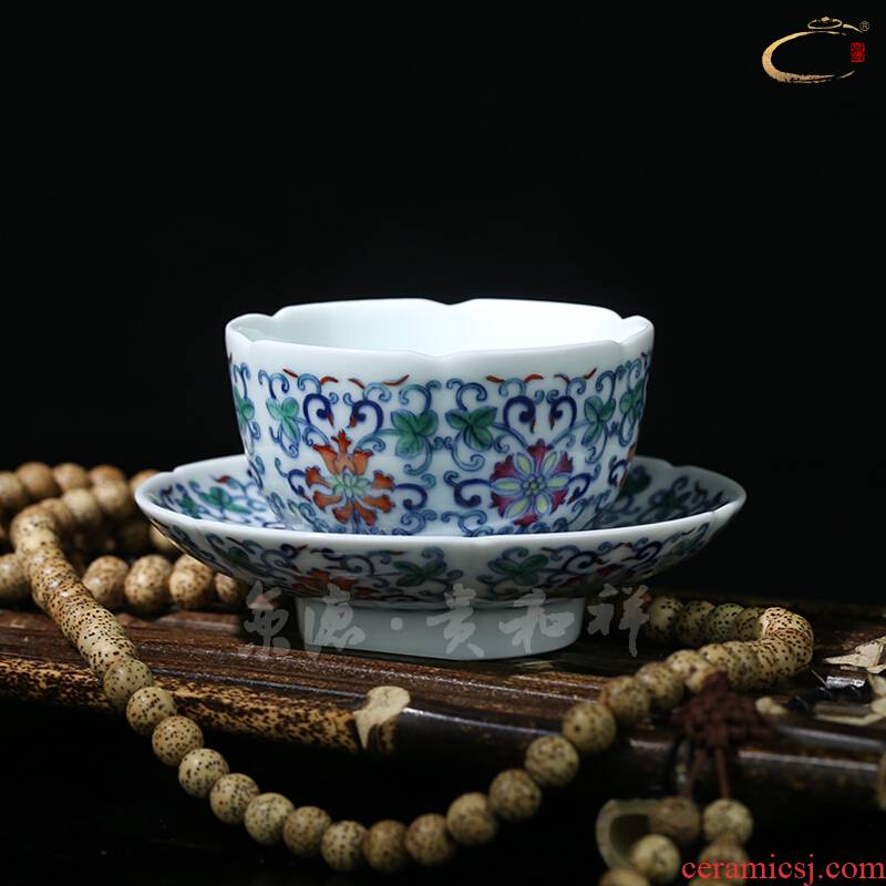 You fight exotic flowers and auspicious jingdezhen ceramic hand - made kwai koubei a group of single CPU master cup saucer set of tea set