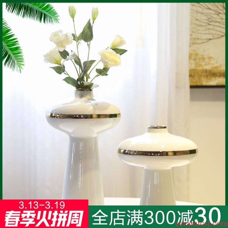 Jingdezhen ceramic light mesa of new Chinese style living room decoration to the hotel villa key-2 luxury furnishing articles flower vases, flower simulation