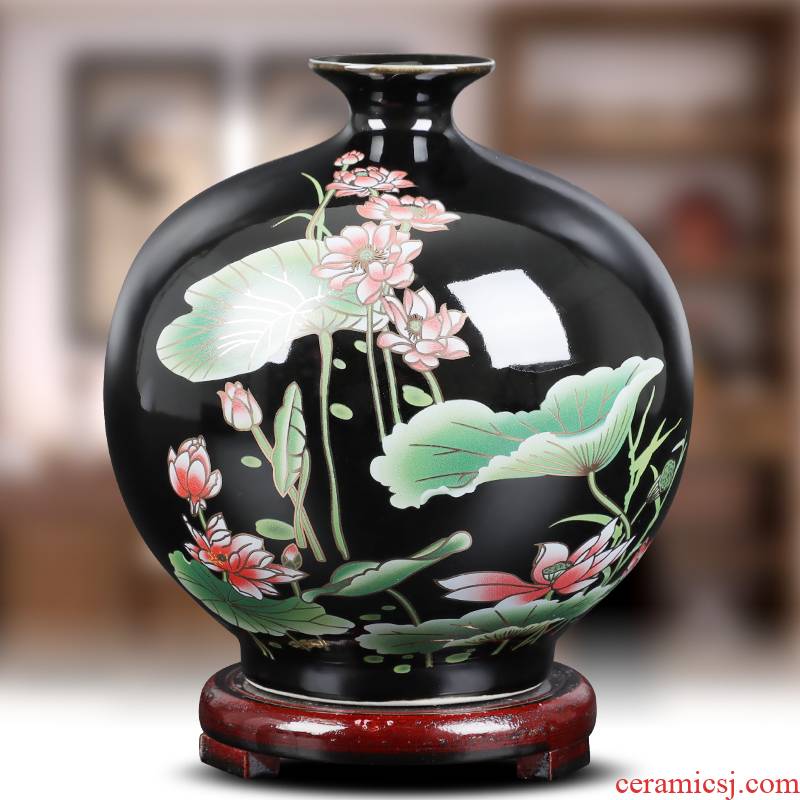 I and contracted lotus flower bottle of jingdezhen ceramics furnishing articles flower arranging home sitting room adornment handicraft