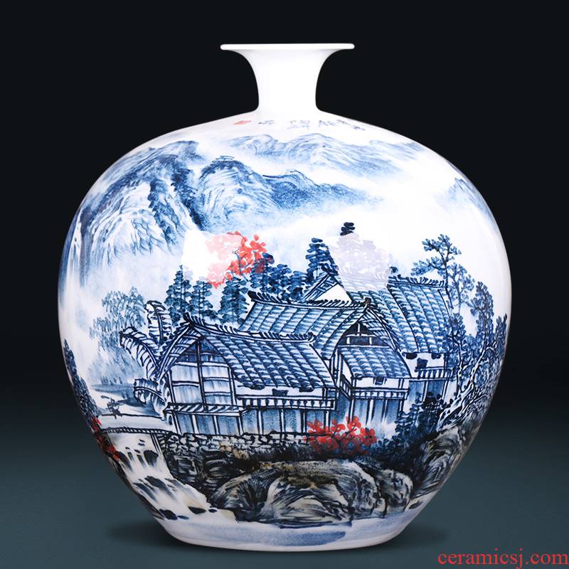 Jingdezhen ceramics hand - made landscape painting new Chinese antique vase large sitting room home furnishing articles