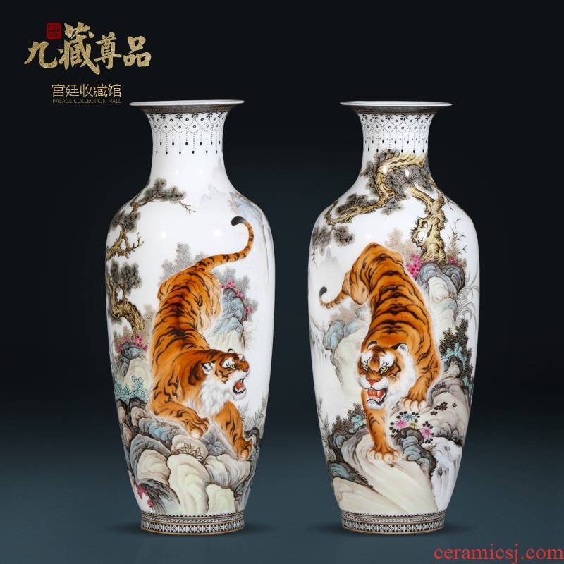Jingdezhen ceramics hand - made powder enamel vase tiger Chinese style living room porch TV ark, flower adornment furnishing articles