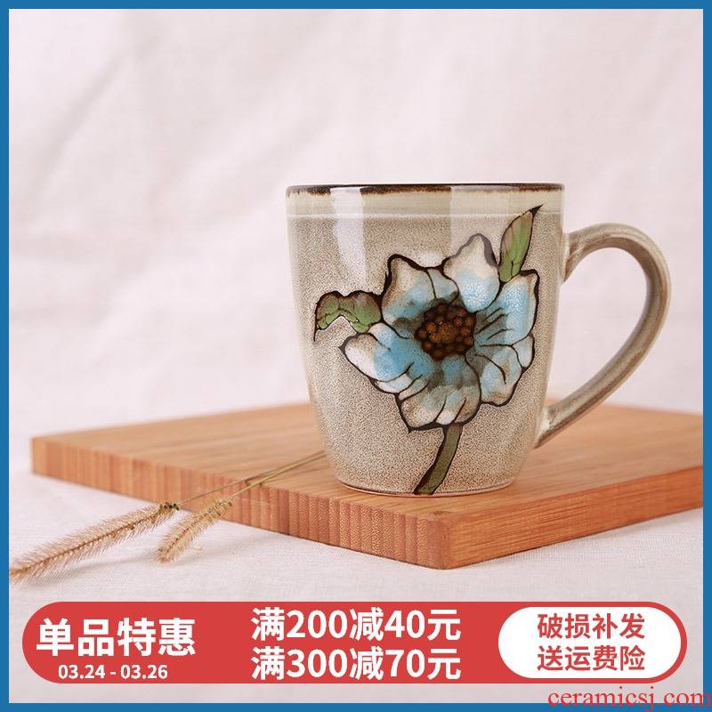 Flowers yuquan 】 【 notes of creative hand - made ceramic contracted unique craft glass mugs is not the same