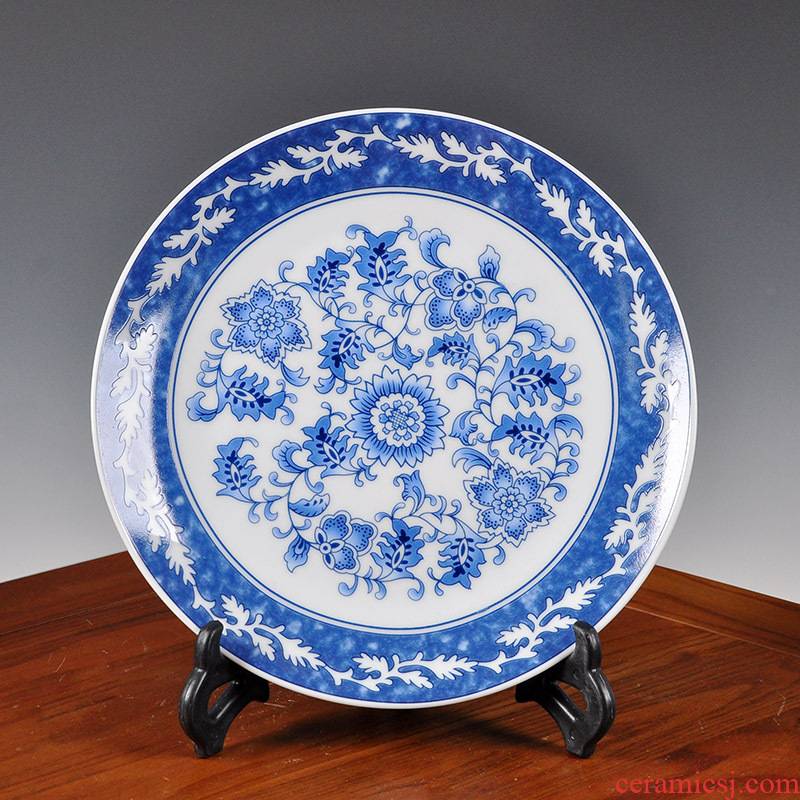 Small 8 inch ceramic blue sit plate of classical Chinese style restoring ancient ways setting wall decoration hangs a picture of handicraft furnishing articles in the living room