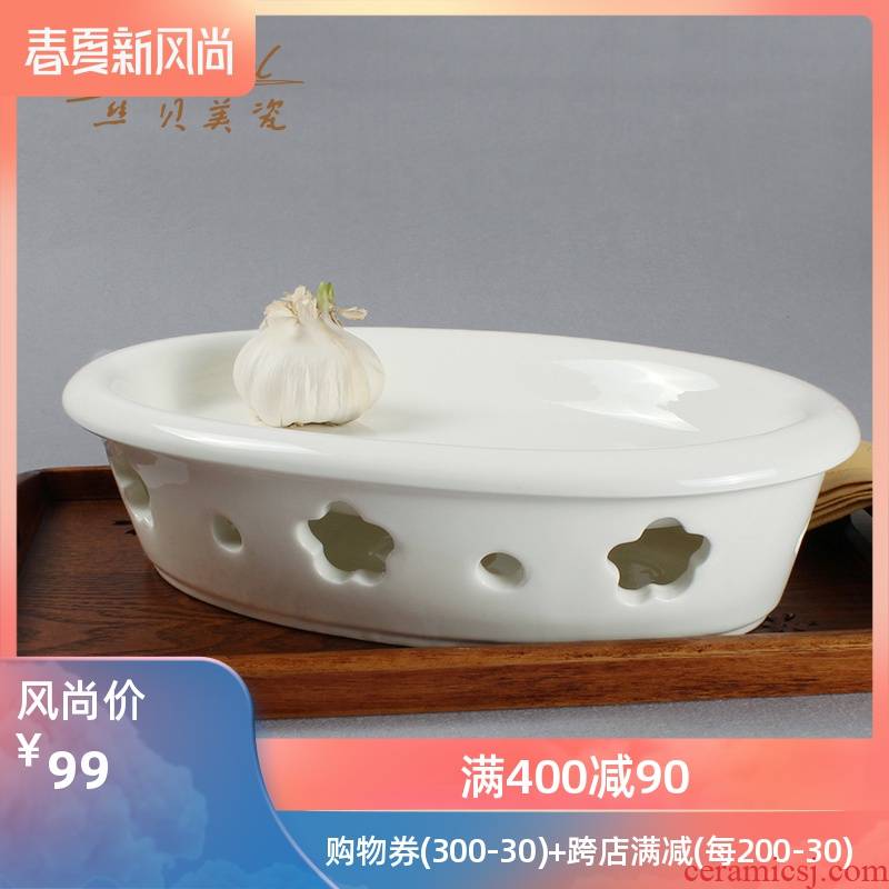 Pure white high creative hotel ceramic tableware egg - shaped name plum flower foot warmer 2 times it can be heated the based
