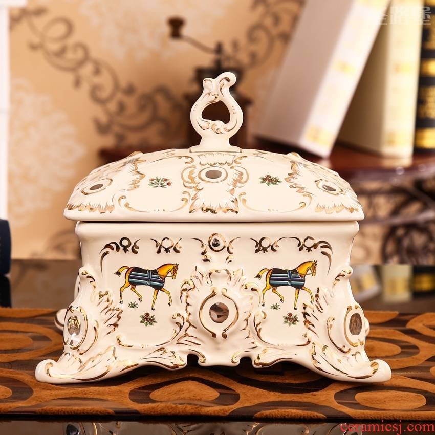 SAN road fort European candy box creative ceramic dried fruit wedding compote furnishing articles wedding gift package mail box
