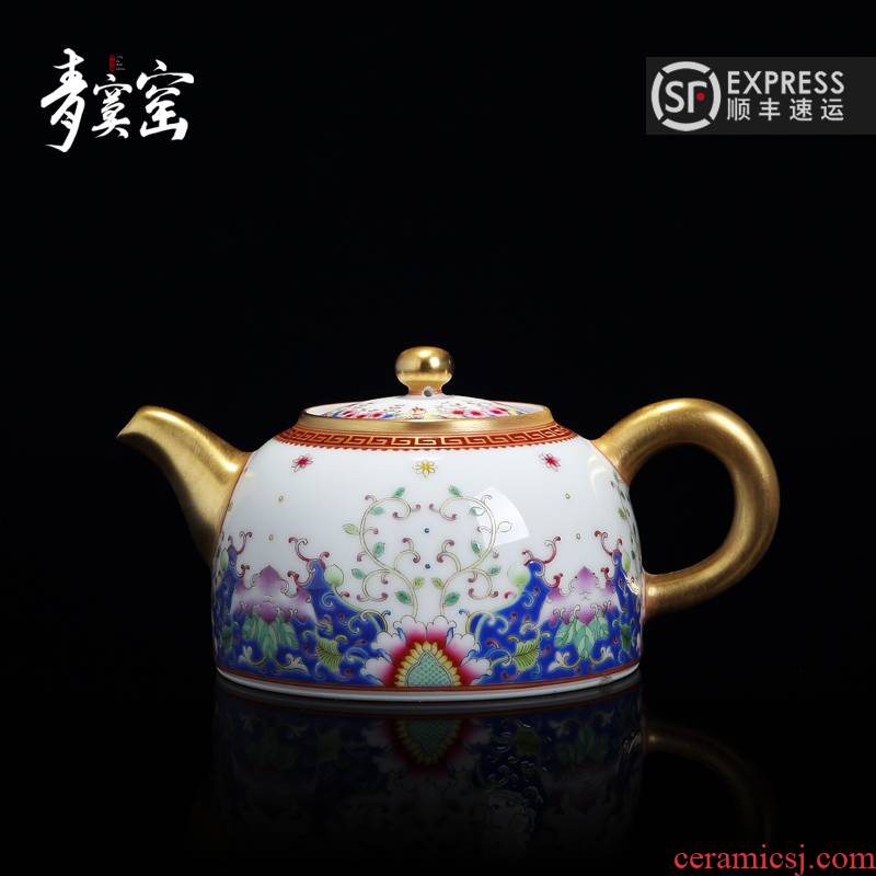 Jingdezhen up ceramic green was kung fu teapot household enamel manual hand - made filter with tea pot