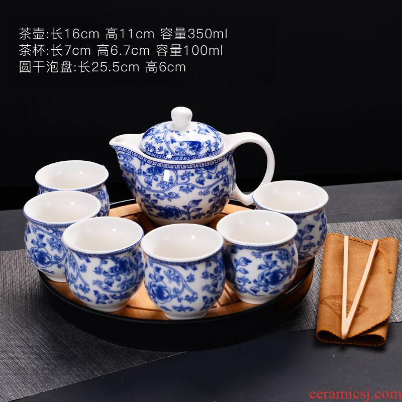 Tea set ceramic prevent hot double CPU kung fu Tea cup Chinese blue and white porcelain teapot suit household contracted