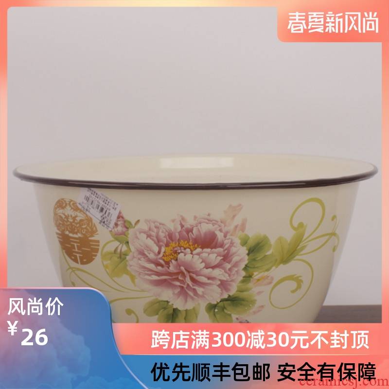 20 and 24 with freight insurance 】 【 soup bowl with cover soup kitchen basin general lard household enamel old vintage