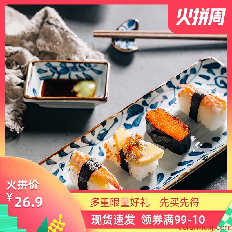 Creative hand - made a rectangle household ceramics steak dinner plate plate plate plate sushi plate Japanese fish dish plate