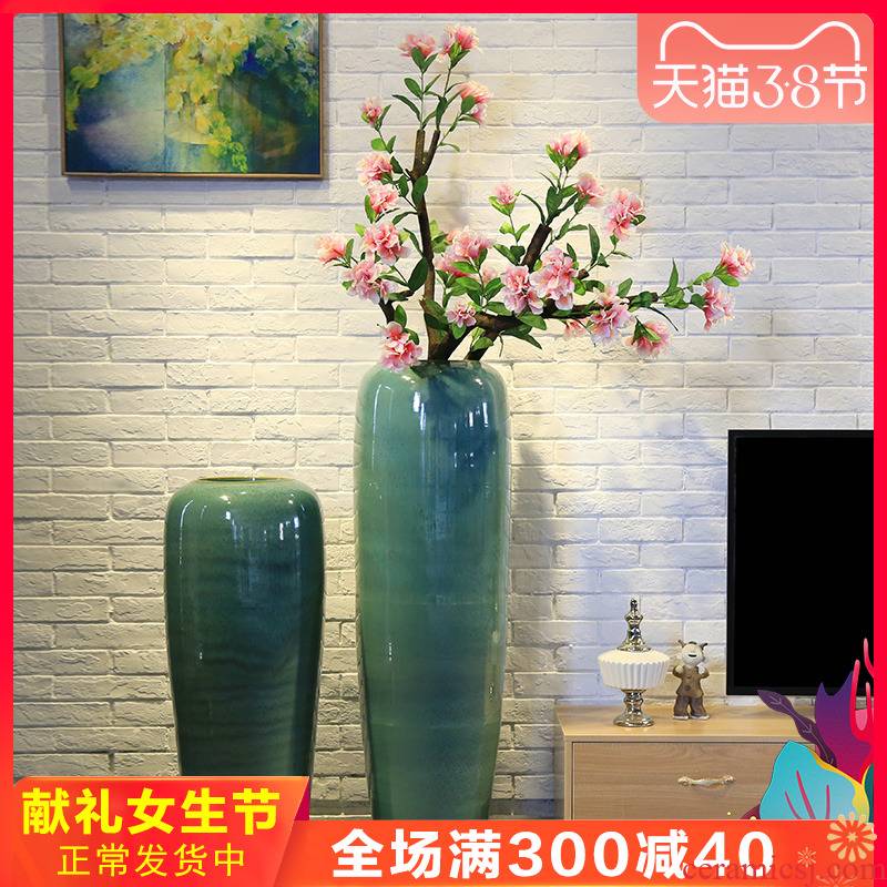 New Chinese style club house sitting room of large vase jingdezhen ceramic flower, flower restaurant adornment is placed between the example