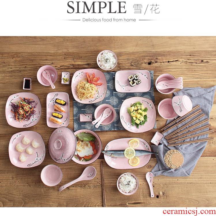 Fu kang creative hold Japanese dishes rice bowl bowl of rice dish plate tableware ceramic dishes set free collocation
