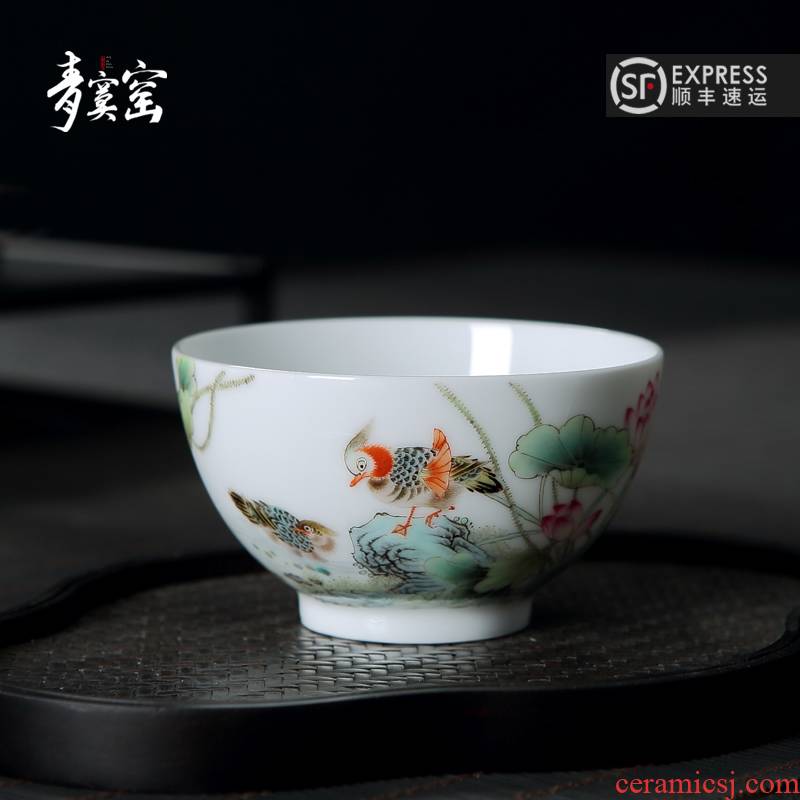 Up with jingdezhen ceramic hand - made pastel blue was kung fu tea tea cups, men and women home small single CPU