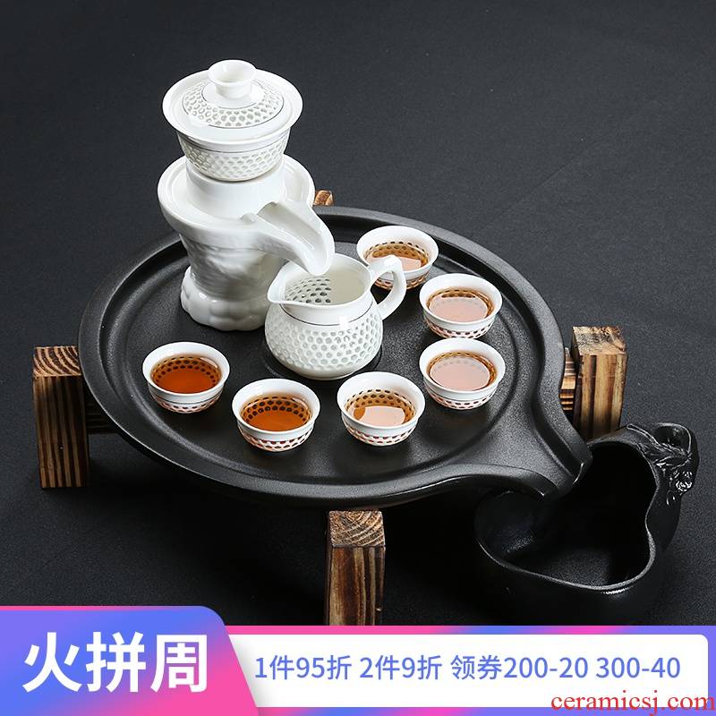 Are young black pottery tea tray was kung fu tea set household contracted stone mill of a complete set of automatic tea tea tea