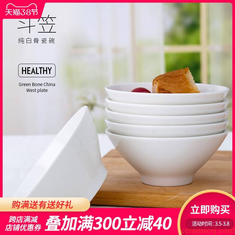 Is rhyme of jingdezhen ceramic bowl household new hand - made ipads China contracted white hat to use Chinese eat bread and butter