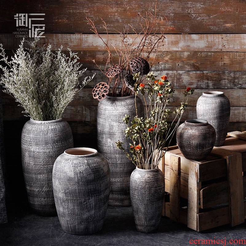 I and contracted ceramic coarse pottery vase landing dried flower adornment flowers sitting room flower arranging furnishing articles hydroponic big flower pot