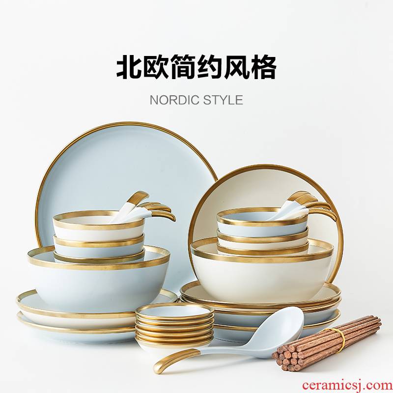 Light dishes suit Nordic home up phnom penh dish bowl key-2 luxury tableware web celebrity ceramic bowl Japanese creative dishes