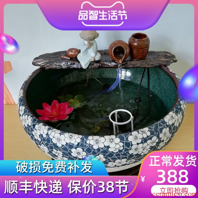 Jingdezhen ceramic water furnishing articles aquarium office sitting room humidifier sami feng shui plutus zen fountain