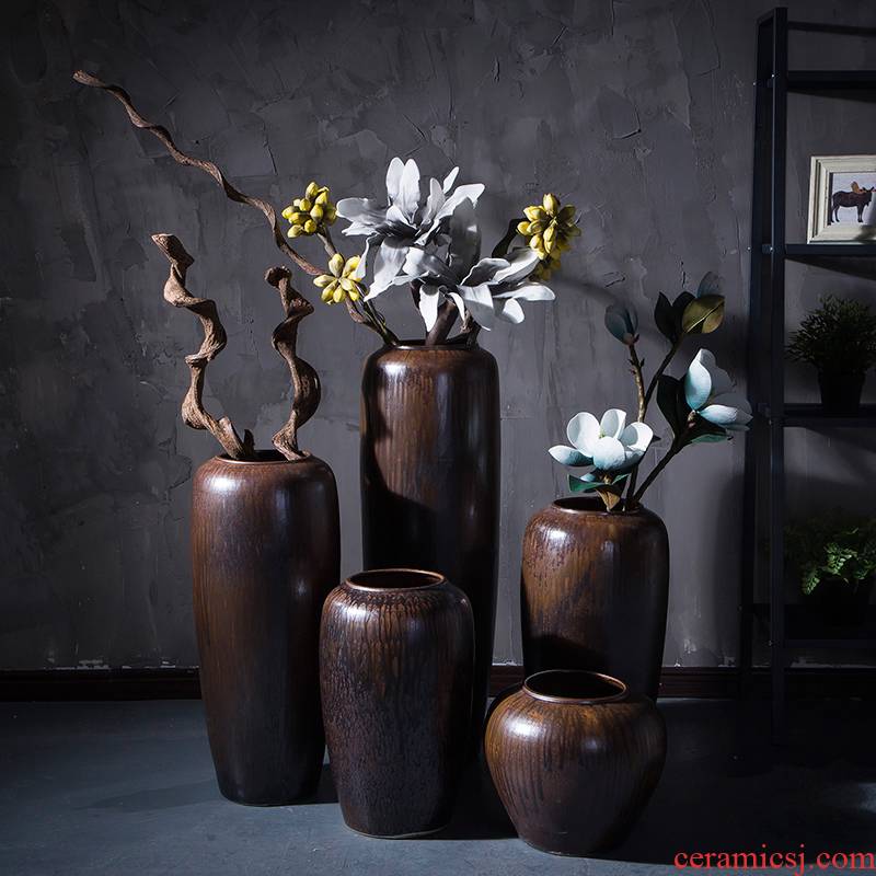 Retro nostalgia jingdezhen ceramics industry of large wind flower pot pot sitting room big dry flower vases, decorative furnishing articles