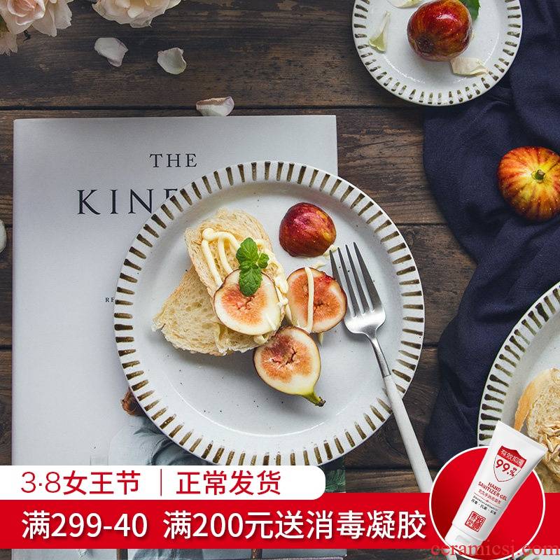 Lototo Japanese European creative household ceramic disc western - style food plate flat tray was 0 plate tableware the disc