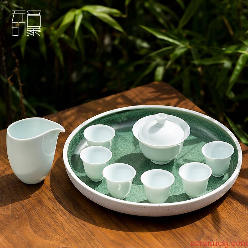 Unknown impression kung fu tea set suit small set of simple home office with tea tureen ceramic cups gift box