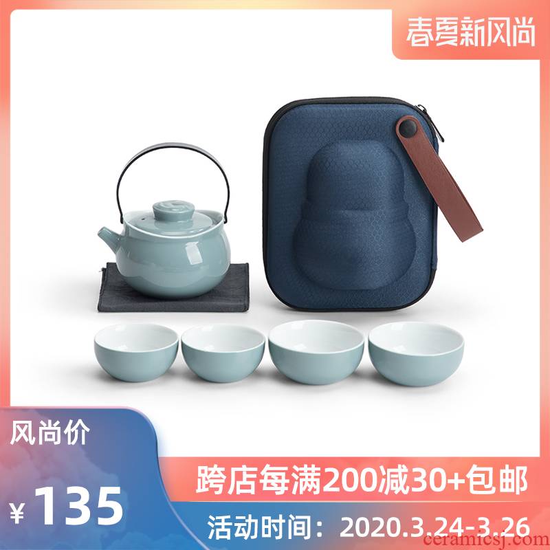 Mr Nan shan wing girder travel pot of tea set suit small sets of portable crack cup teapot ceramic type