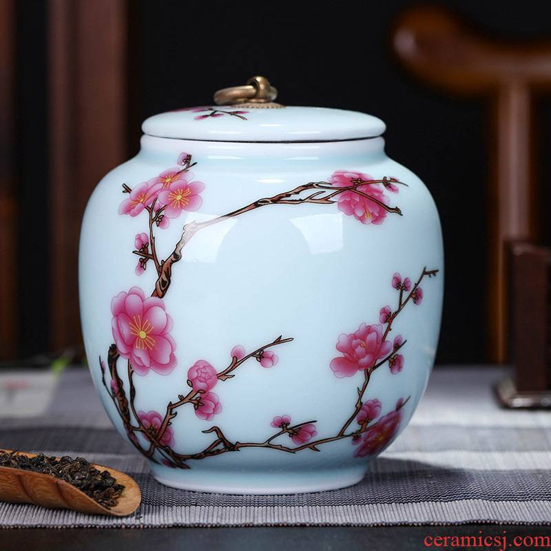 Exhibition of jingdezhen ceramics pu 'er tea tea pot of tea urn storage storehouse boxes large name plum tea caddy fixings