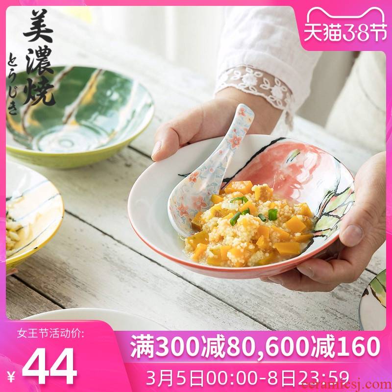 Beautiful hand seven inches thick burn Japanese cuisine disc creative household ceramics tableware plate fruit bowl, lovely snack plate