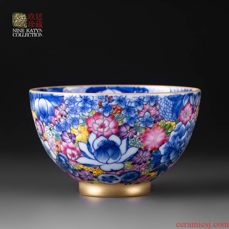 Nine at jingdezhen blue and white enamel see colour master cup single CPU checking ceramic cups kung fu tea cups individual sample tea cup