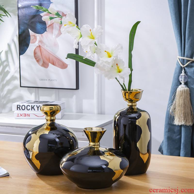 Jingdezhen ceramic vase furnishing articles Nordic dried flowers sitting room adornment flower arrangement table light key-2 luxury European - style of new Chinese style flowers