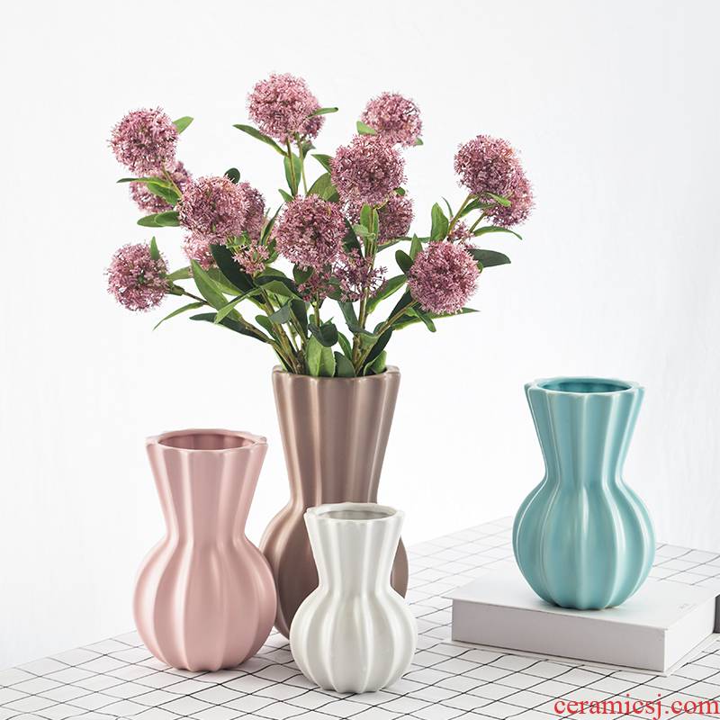 Creative small ceramic flower vases fresh Nordic wind office desktop floret bottle furnishing articles hydroponic money plant flowers