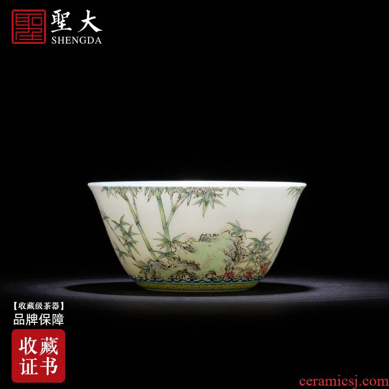 Santa teacups hand - made ceramic kungfu pastel bamboo stone figure cylinder cup cup sample tea cup manual of jingdezhen tea service master