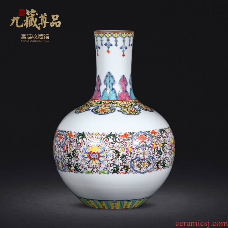 Jingdezhen antique hand - made bound branch lotus tree porcelain enamel made pottery porcelain vases decorative furnishing articles in the living room