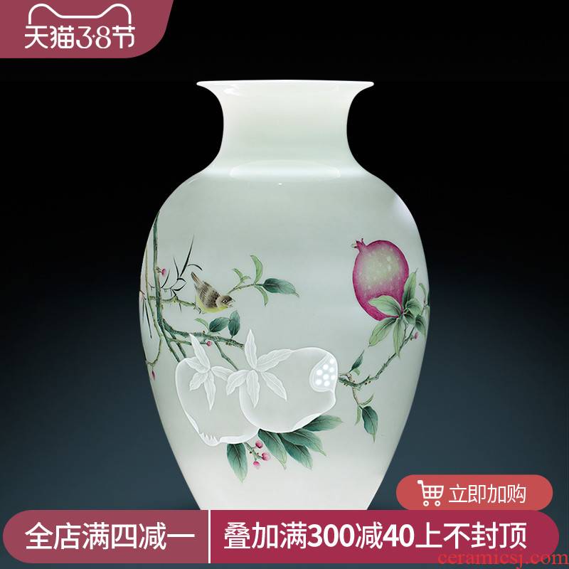 Jingdezhen ceramic vase famous hand - made Chinese pomegranate thin foetus and exquisite furnishing articles home sitting room adornment flower arrangement