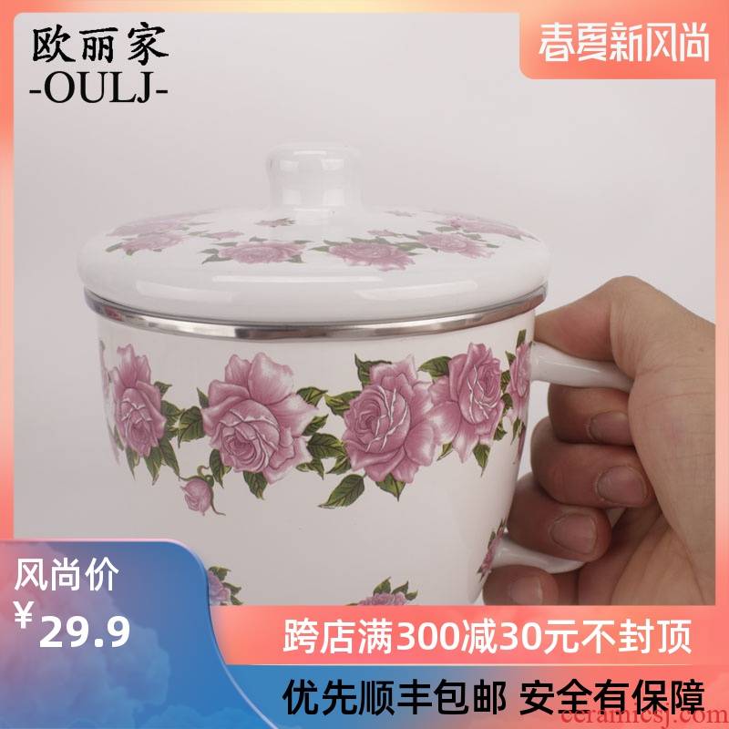 Ehrlich family upset with 12 cm enamel environmental protection cup noodles cup milk cup soya - bean milk cup can be firing tea cups