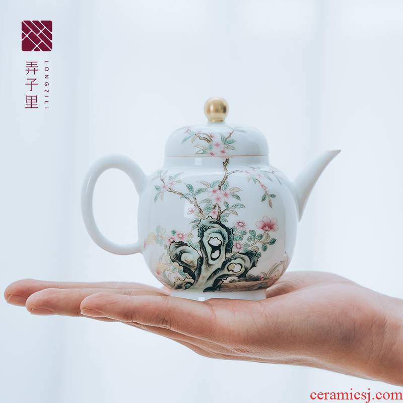 Get in white porcelain kung fu tea teapot pure manual hand - made ShaTang big palace the lantern of violet arenaceous glass pot of flowers