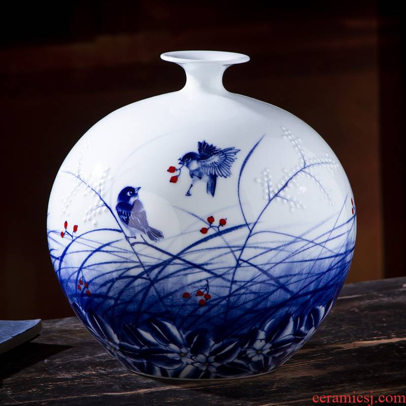 Jingdezhen ceramic vase furnishing articles by hand - made the sitting room of Chinese style household adornment flower arranging rich ancient frame handicraft