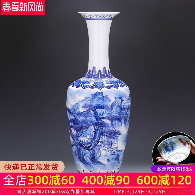 Jingdezhen ceramics of large vase large hand - made scenery of blue and white porcelain porcelain home furnishing articles