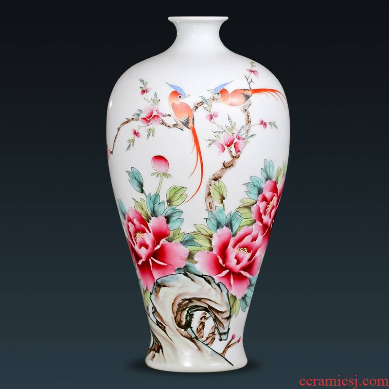 Jingdezhen ceramics famous hand - made powder enamel vase flower arranging Chinese style living room home furnishing articles