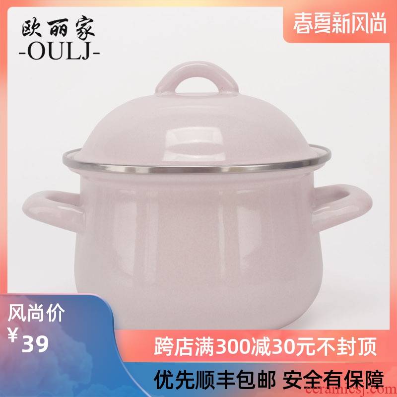 16 cm 1.5 L mini marca dragon enamel color small saucepan thickening enamel binaural pot consisting dessert pot