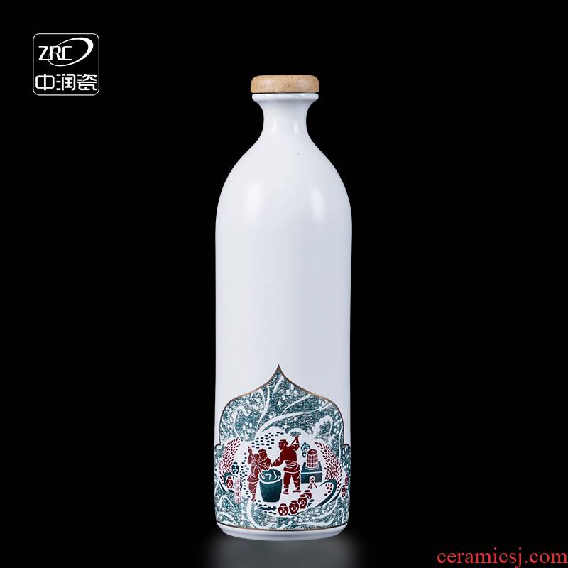 Creative jingdezhen ceramic bottle household seal hip flask glass 1 kg pack liquor package mail customized gifts
