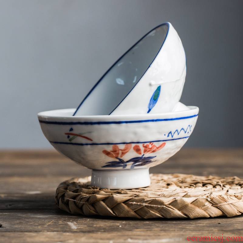Japanese porcelain soul tall bowl hat to bowls and wind rainbow such use ceramic bowl household single eat bowl, small bowl of rice