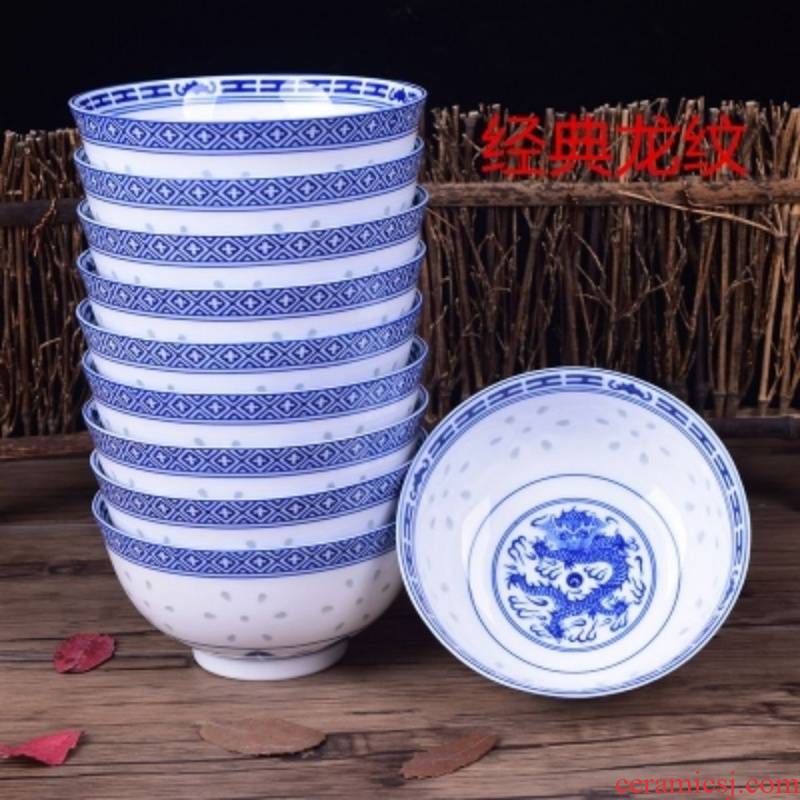 Focus on the collection store polite high - grade jingdezhen blue and white porcelain bowls ceramic bowl Chinese style restoring ancient ways is the an old - fashioned nostalgic