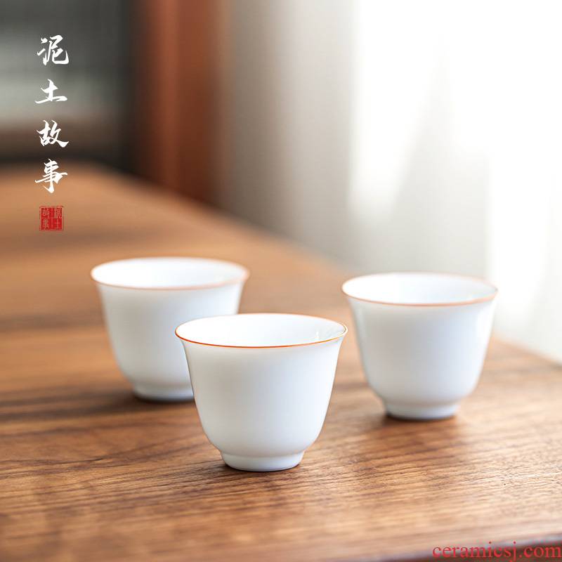 Earth story sweet white trumpet tea cup clock bell koubei ceramic personal kung fu tea cups with parts