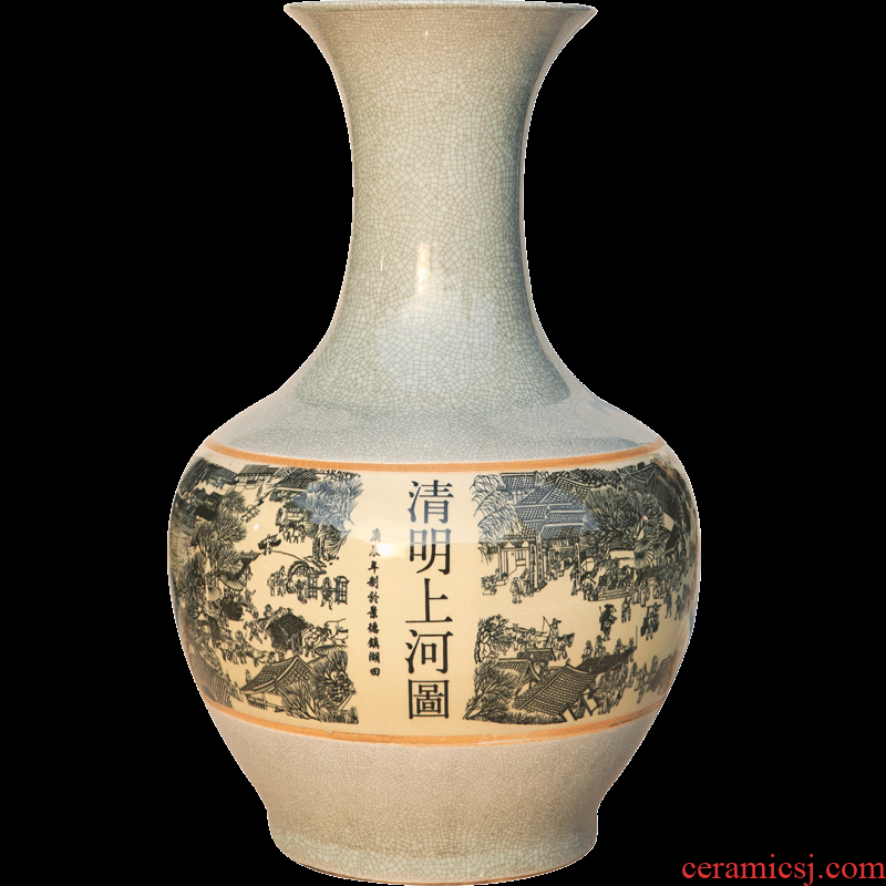 Jingdezhen ceramics of large Chinese antique vase crackle on the design clear painting the living room