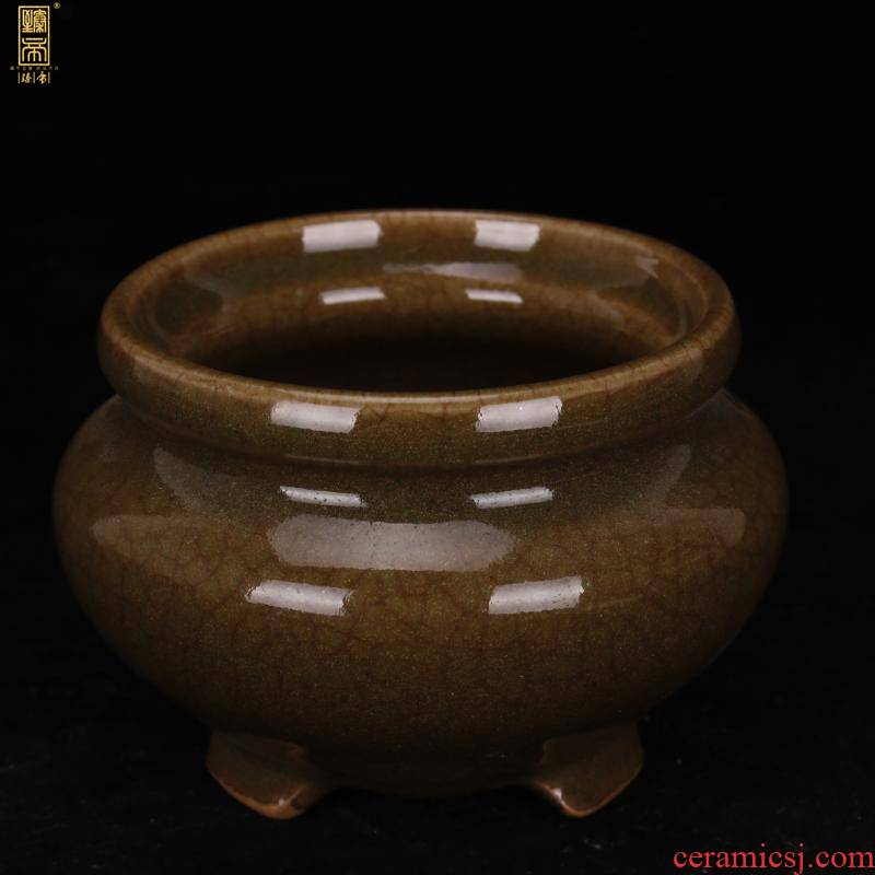 Jingdezhen ceramic antique imitation of the warring states period, the up celadon what open crack three - legged censer for collection furnishing articles