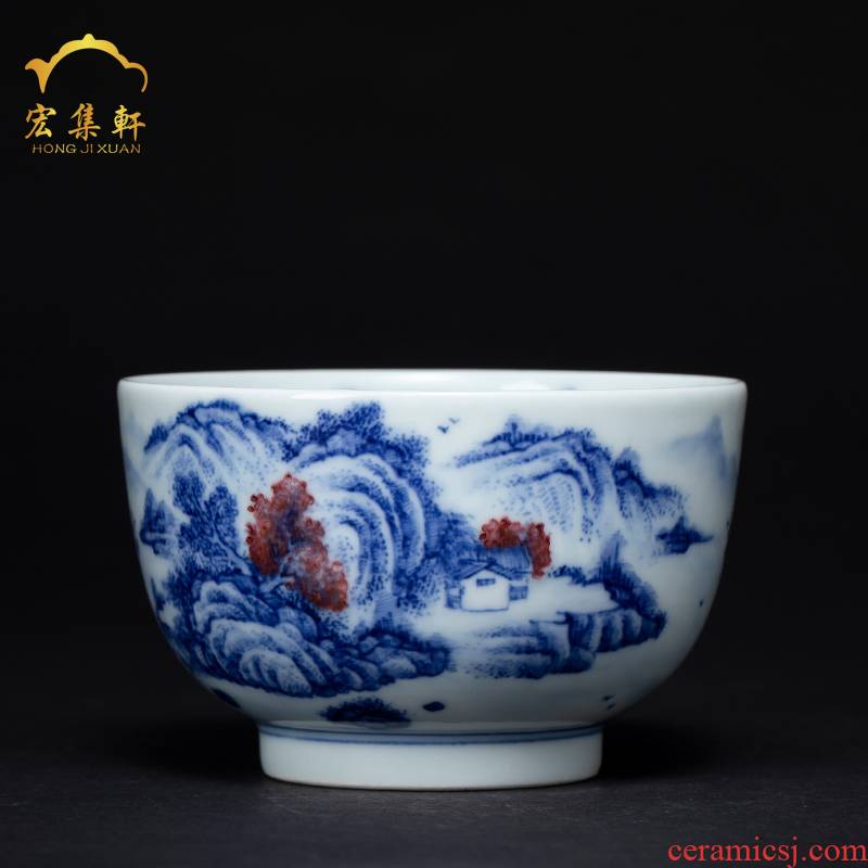 Manual hand - made kung fu ceramic blue and white youligong master cup single cup cup cup bowl of jingdezhen tea service
